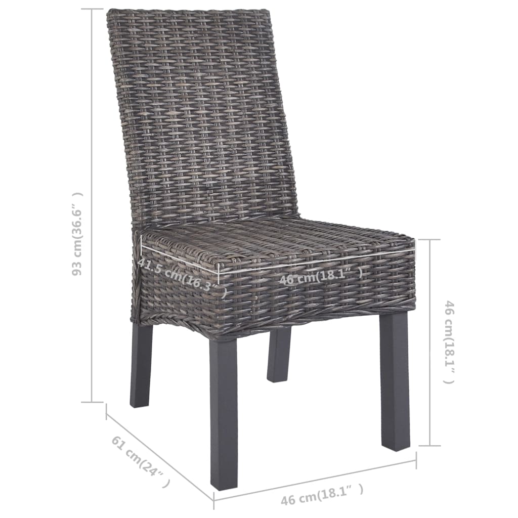 Chaises à manger lot de 6 marron rotin Kubu et bois de manguier - XIOS