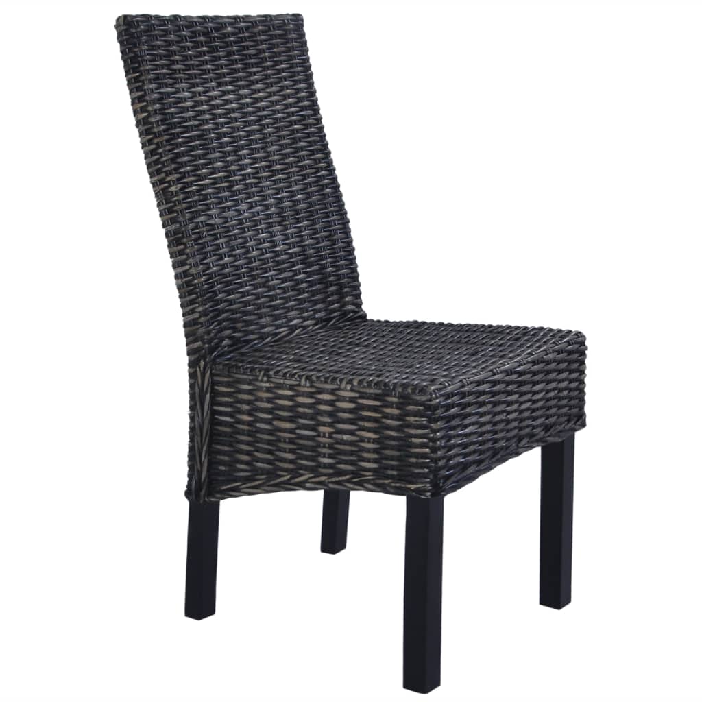 Chaises à manger lot de 4 noir rotin Kubu et bois de manguier - XIOS