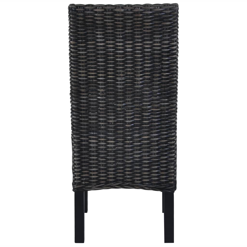 Chaises à manger lot de 4 noir rotin Kubu et bois de manguier