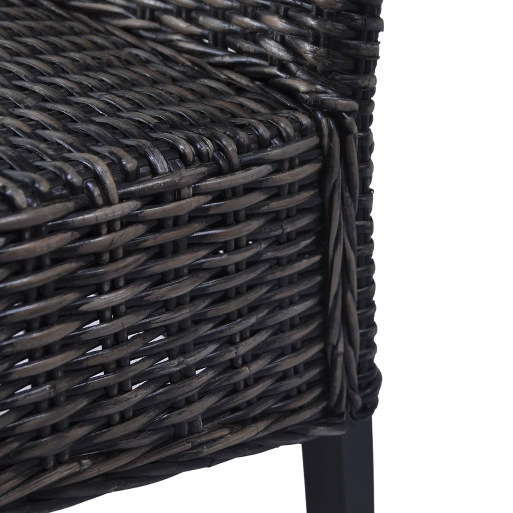 Chaises à manger lot de 4 noir rotin Kubu et bois de manguier