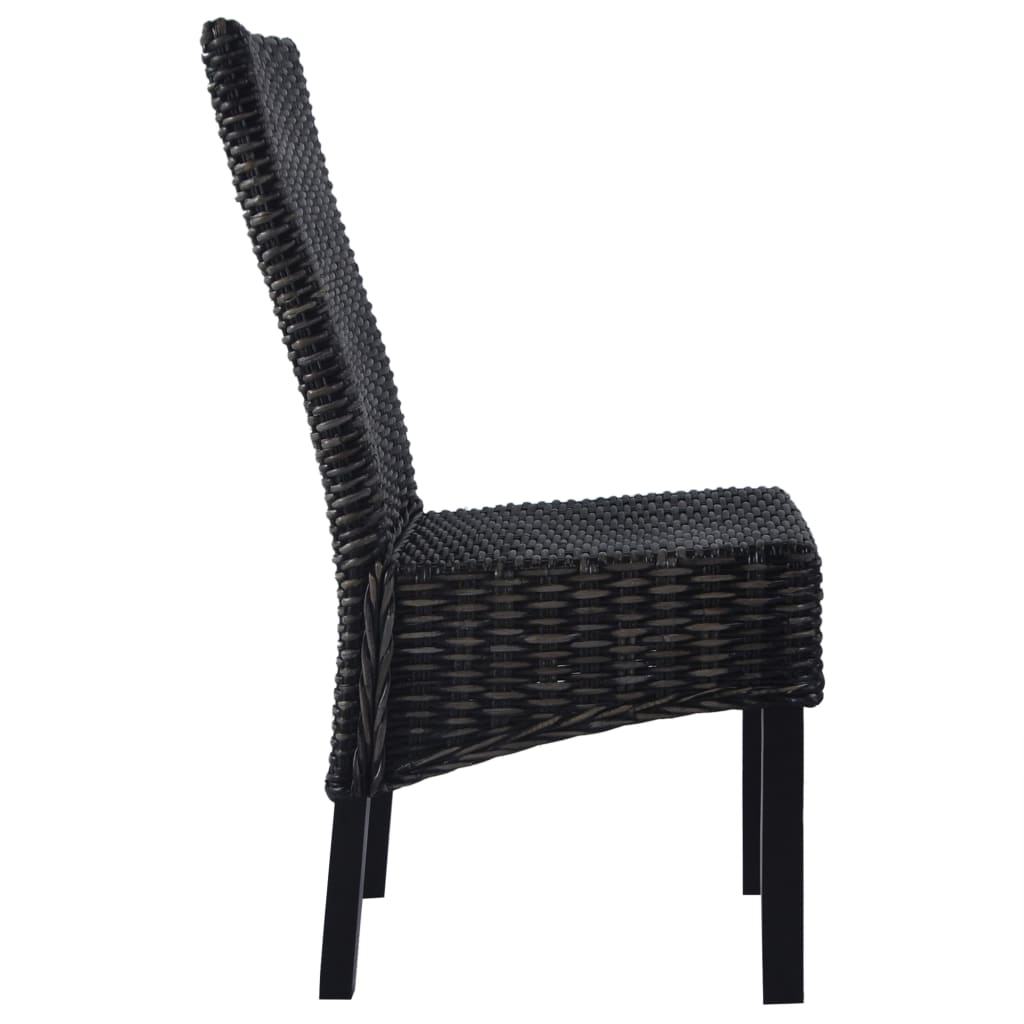 Chaises à manger lot de 6 noir rotin Kubu et bois de manguier - XIOS