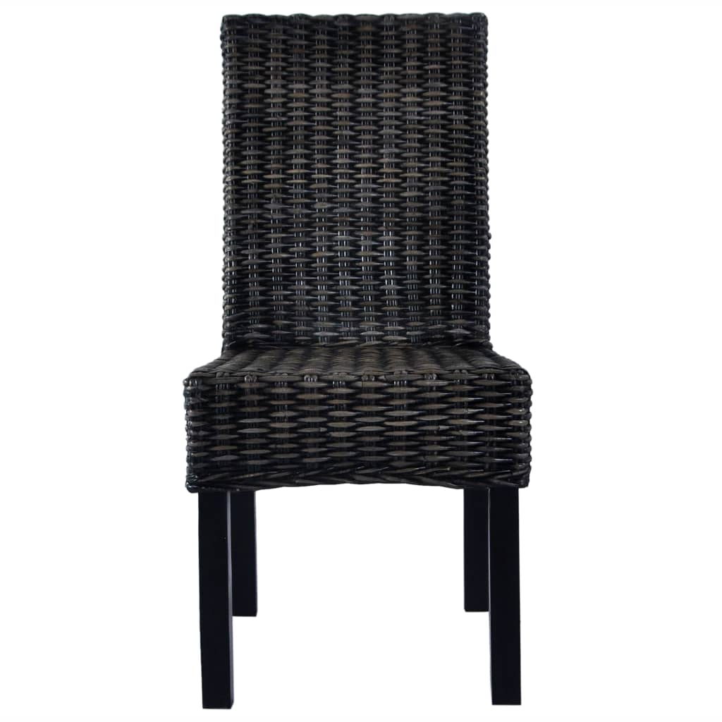 Chaises à manger lot de 6 noir rotin Kubu et bois de manguier - XIOS