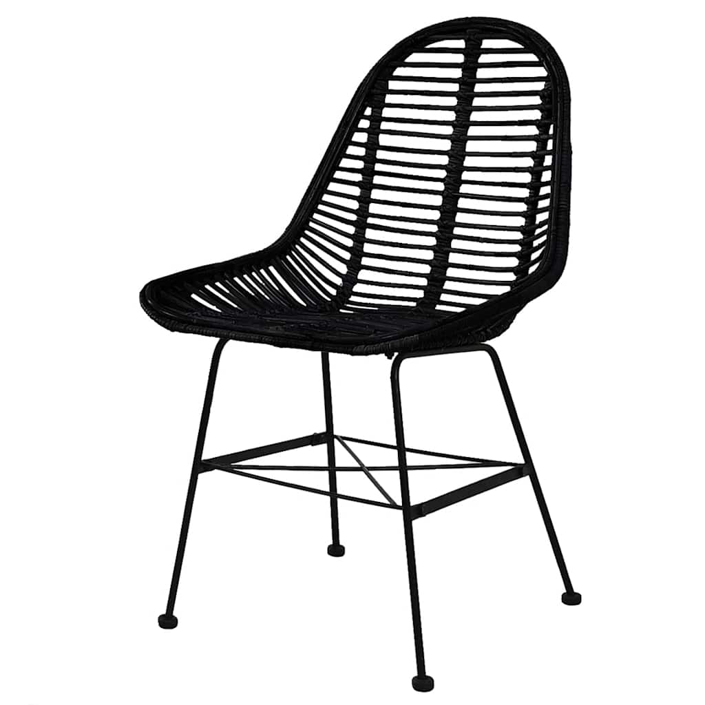 Chaises à manger lot de 6 noir rotin naturel - XIOS