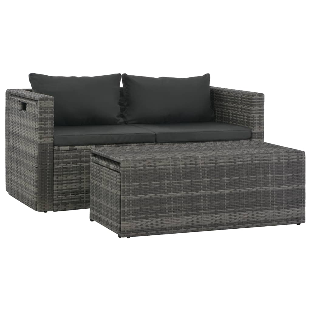 Salon de jardin avec coussins 6 pcs Résine tressée Gris - XIOS