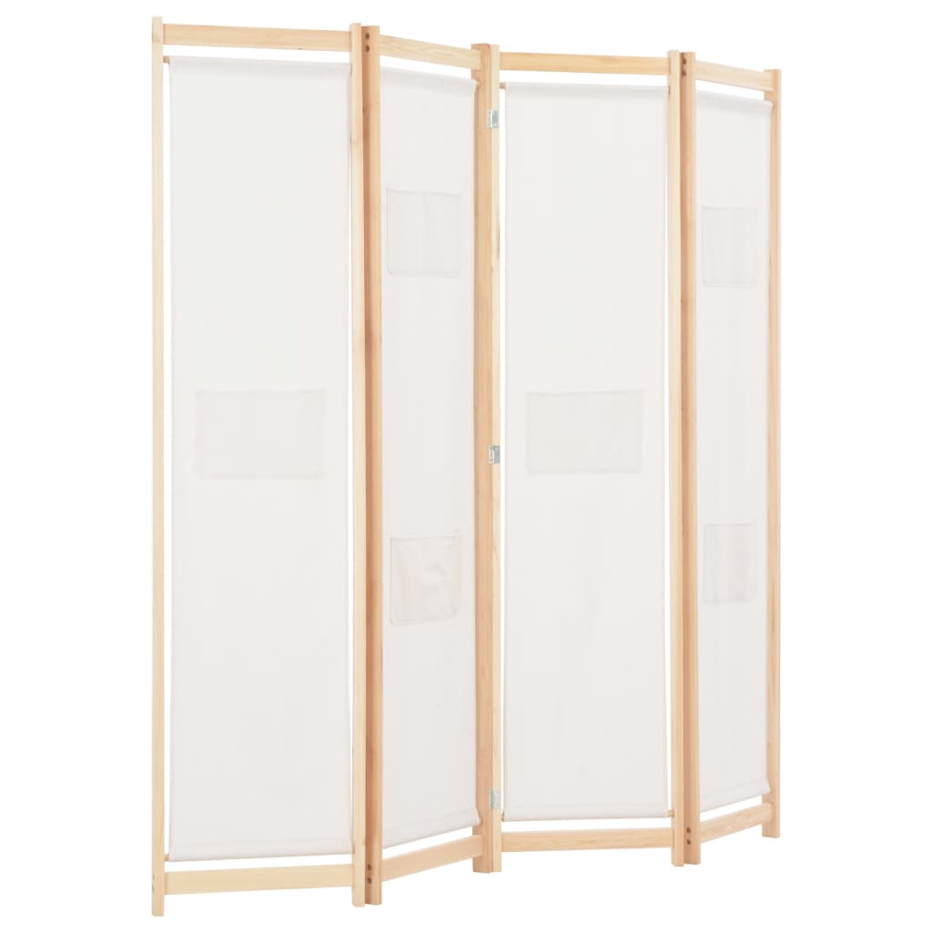 Cloison de séparation 4 panneaux Crème 160x170x4 cm Tissu - XIOS