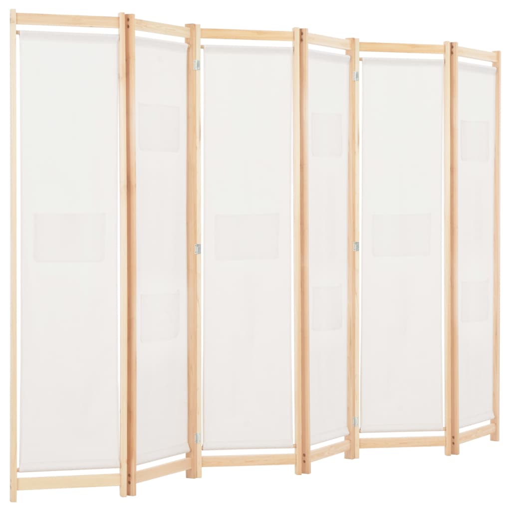 Cloison de séparation 6 panneaux Crème 240 x 170 x 4 cm Tissu - XIOS