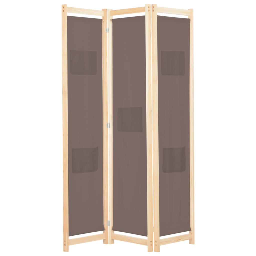 Cloison de séparation 3 panneaux Marron 120x170x4 cm Tissu - XIOS