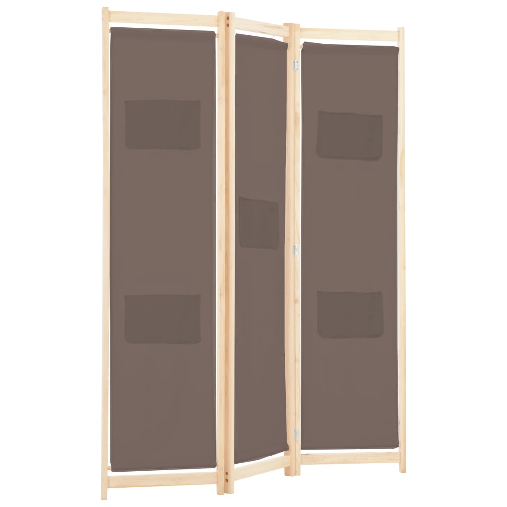 Cloison de séparation 3 panneaux Marron 120x170x4 cm Tissu - XIOS