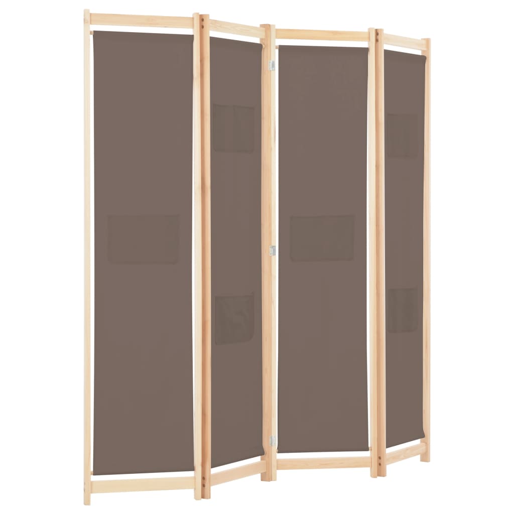 Cloison de séparation 4 panneaux Marron 160x170x4 cm Tissu - XIOS