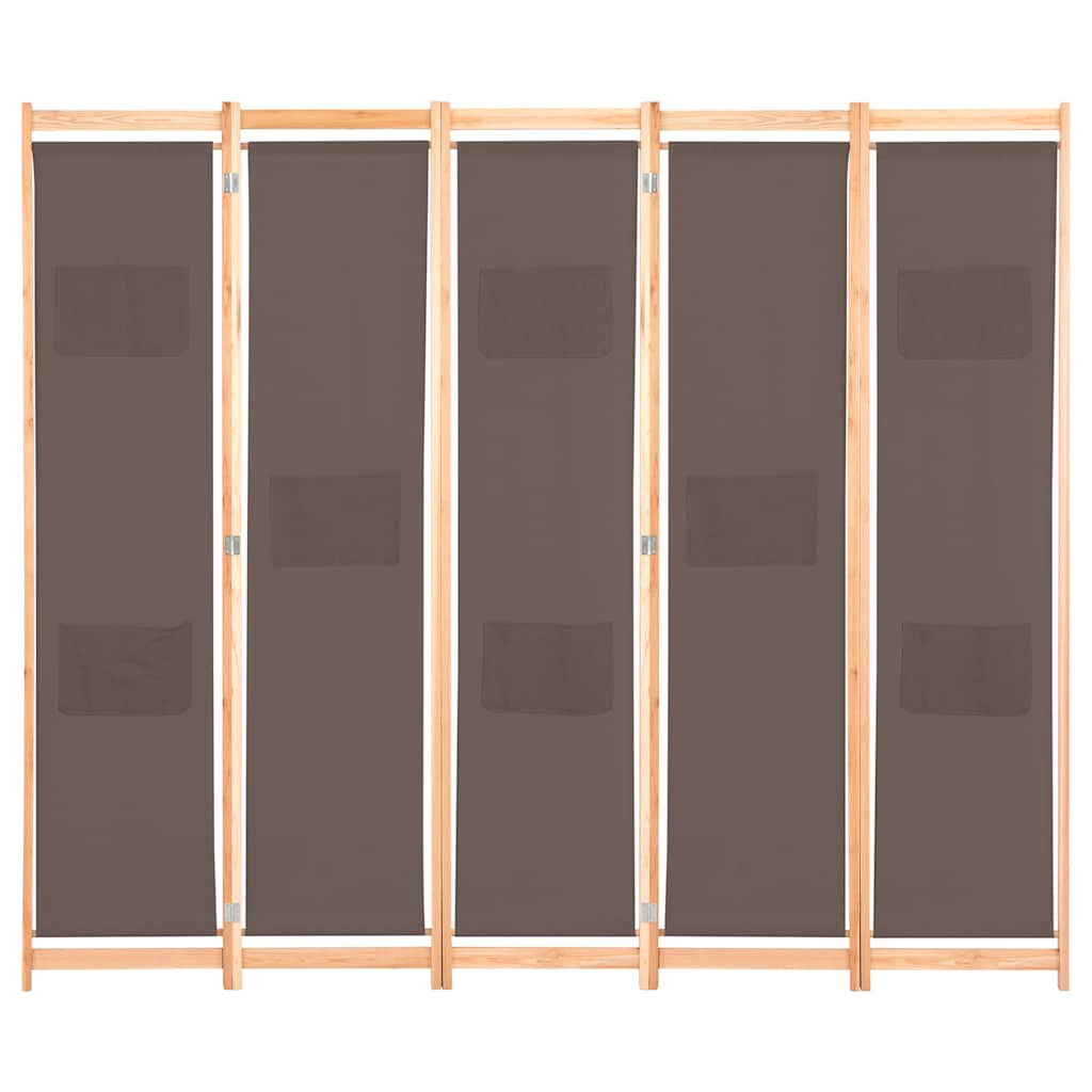 Cloison de séparation 5 panneaux Marron 200 x 170 x 4 cm Tissu - XIOS