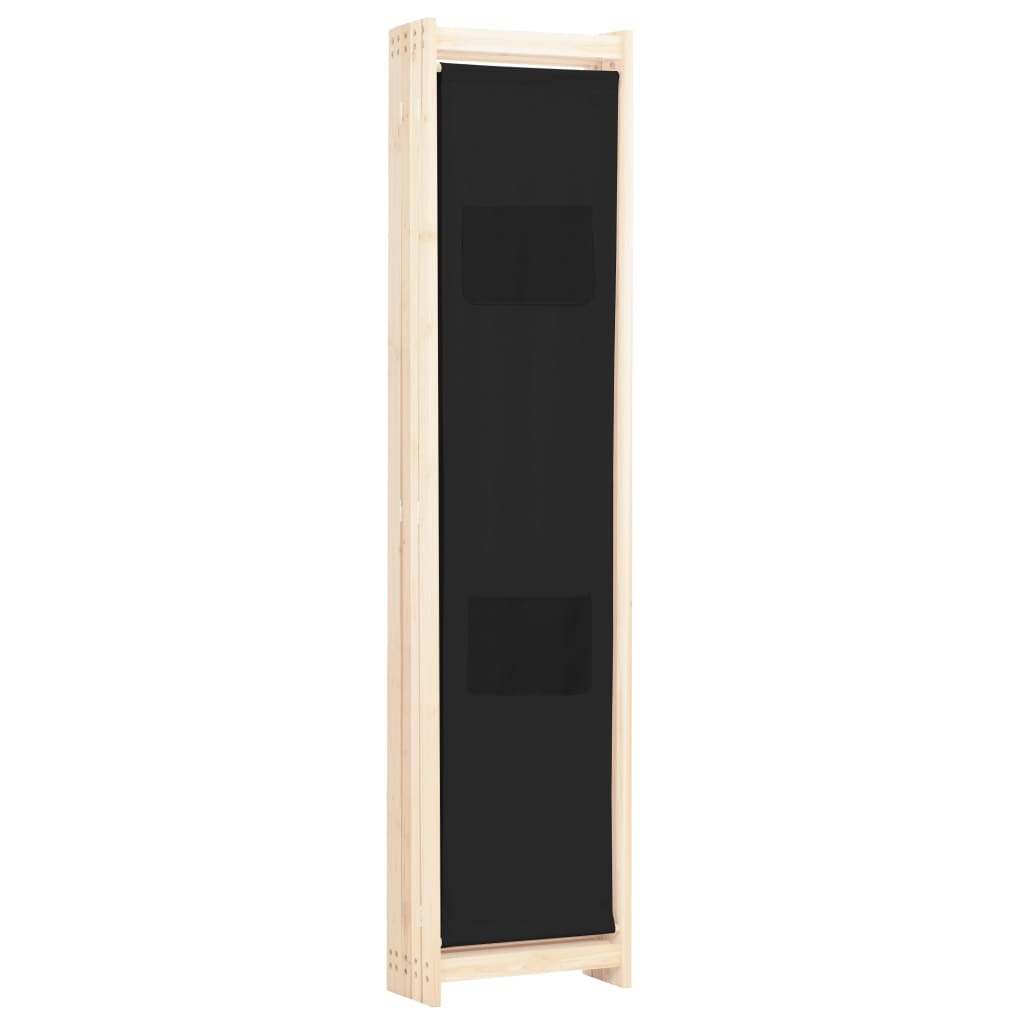 Cloison de séparation 5 panneaux Noir 200 x 170 x 4 cm Tissu - XIOS