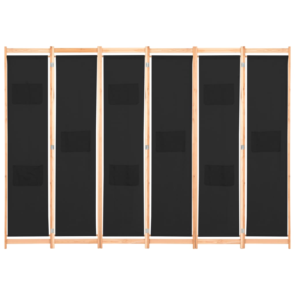 Cloison de séparation 6 panneaux Noir 240 x 170 x 4 cm Tissu - XIOS