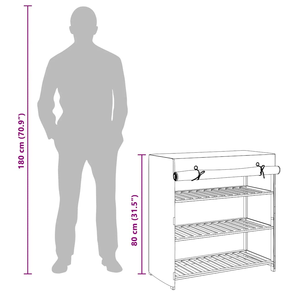 Armoire à chaussures avec housse Blanc 79x40x80 cm Tissu - XIOS