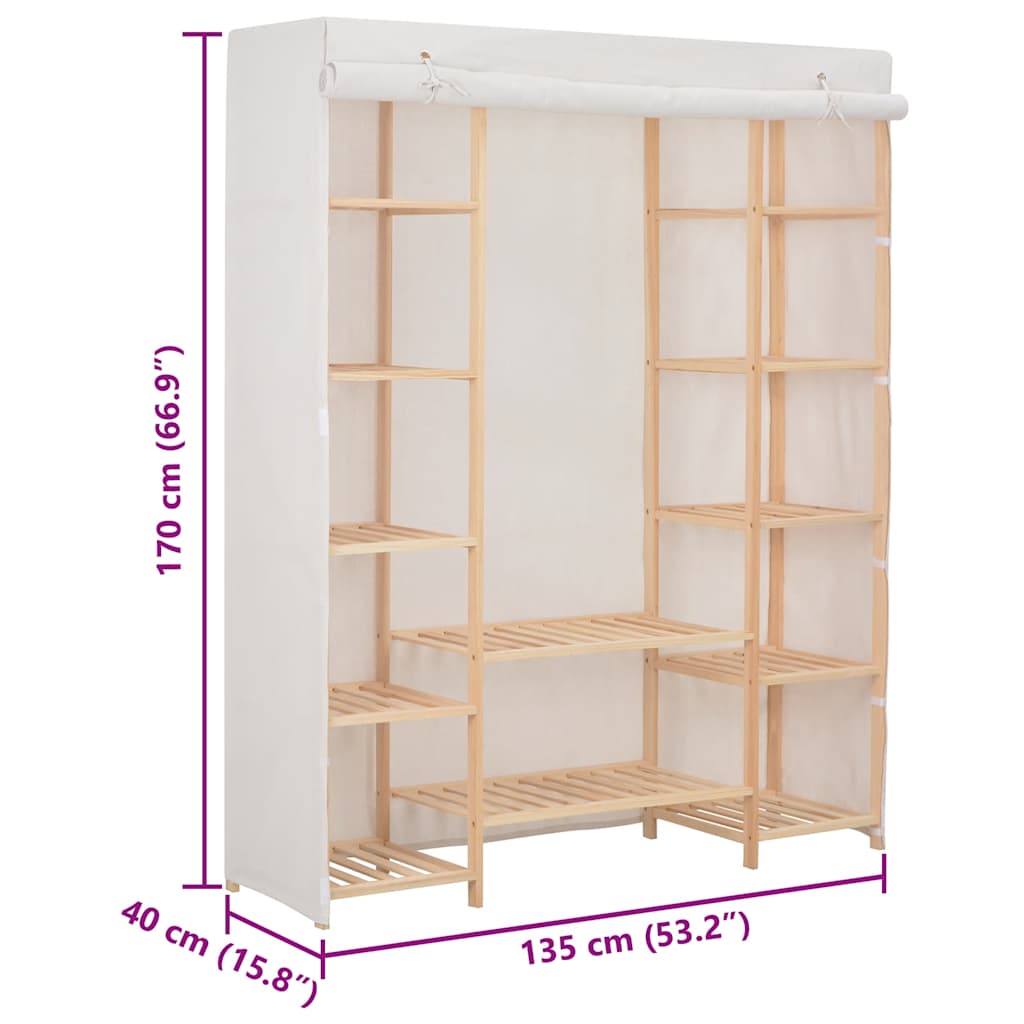 Garde-robe Blanc 135 x 40 x 170 cm Tissu - XIOS