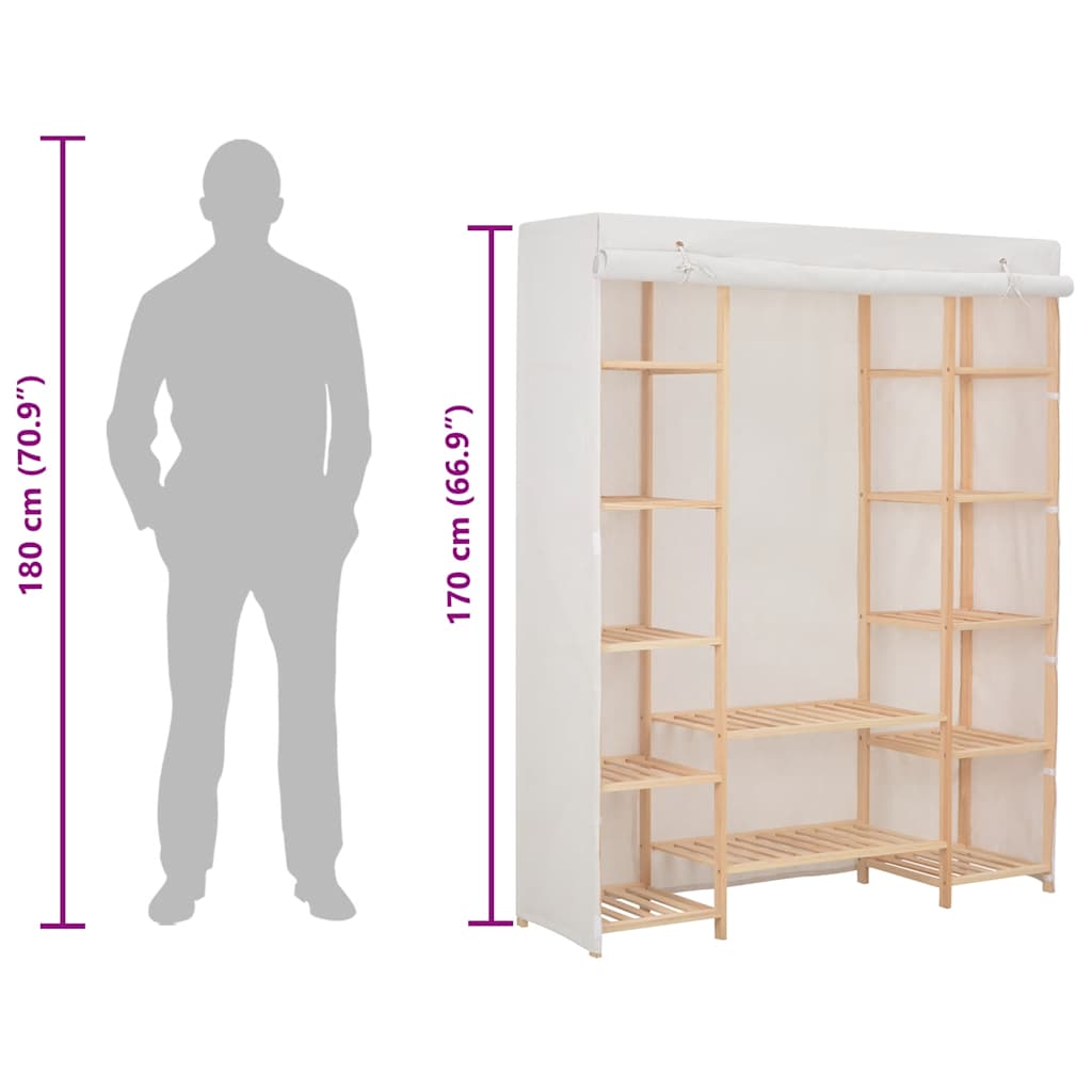 Garde-robe Blanc 135 x 40 x 170 cm Tissu - XIOS