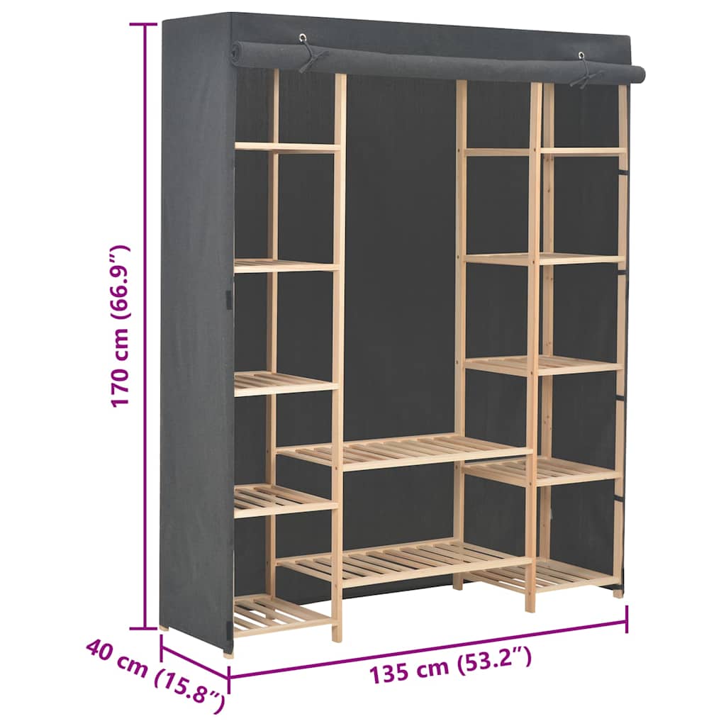 Garde-robe Gris 135 x 40 x 170 cm Tissu - XIOS