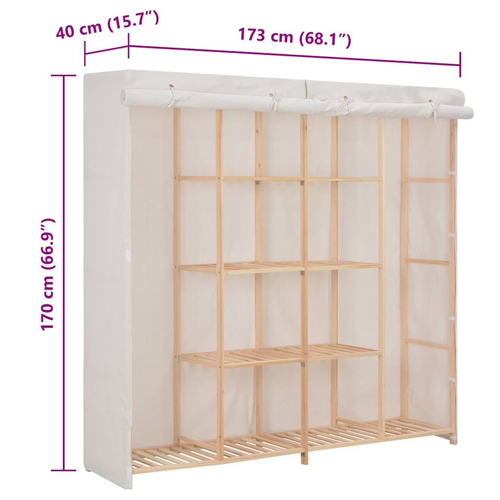 Garde-robe Blanc 173x40x170 cm Tissu
