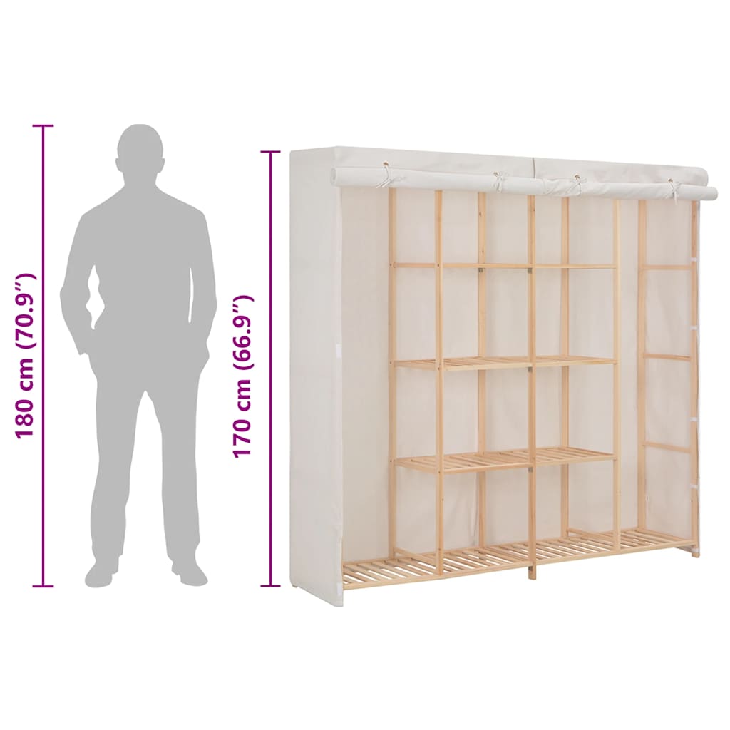 Garde-robe Blanc 173x40x170 cm Tissu