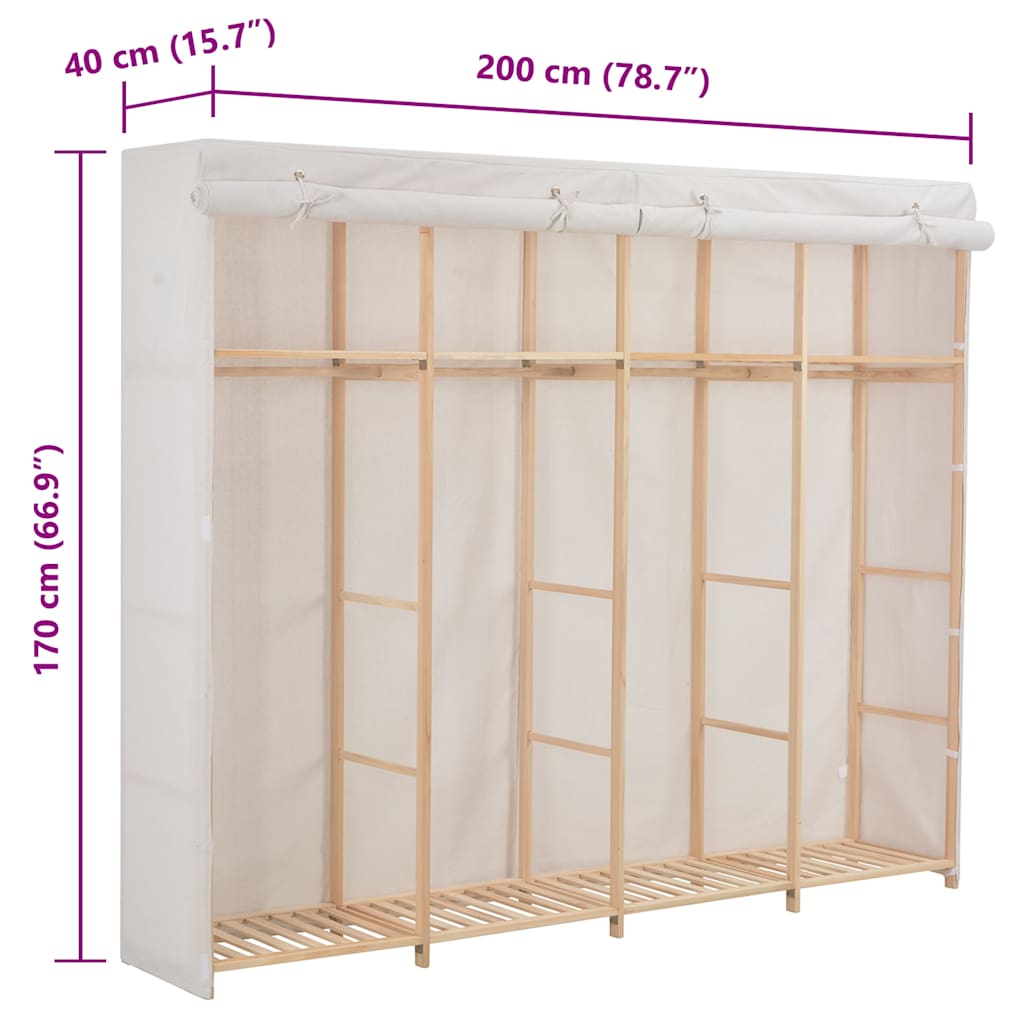 Garde-robe Blanc 200 x 40 x 170 cm Tissu - XIOS