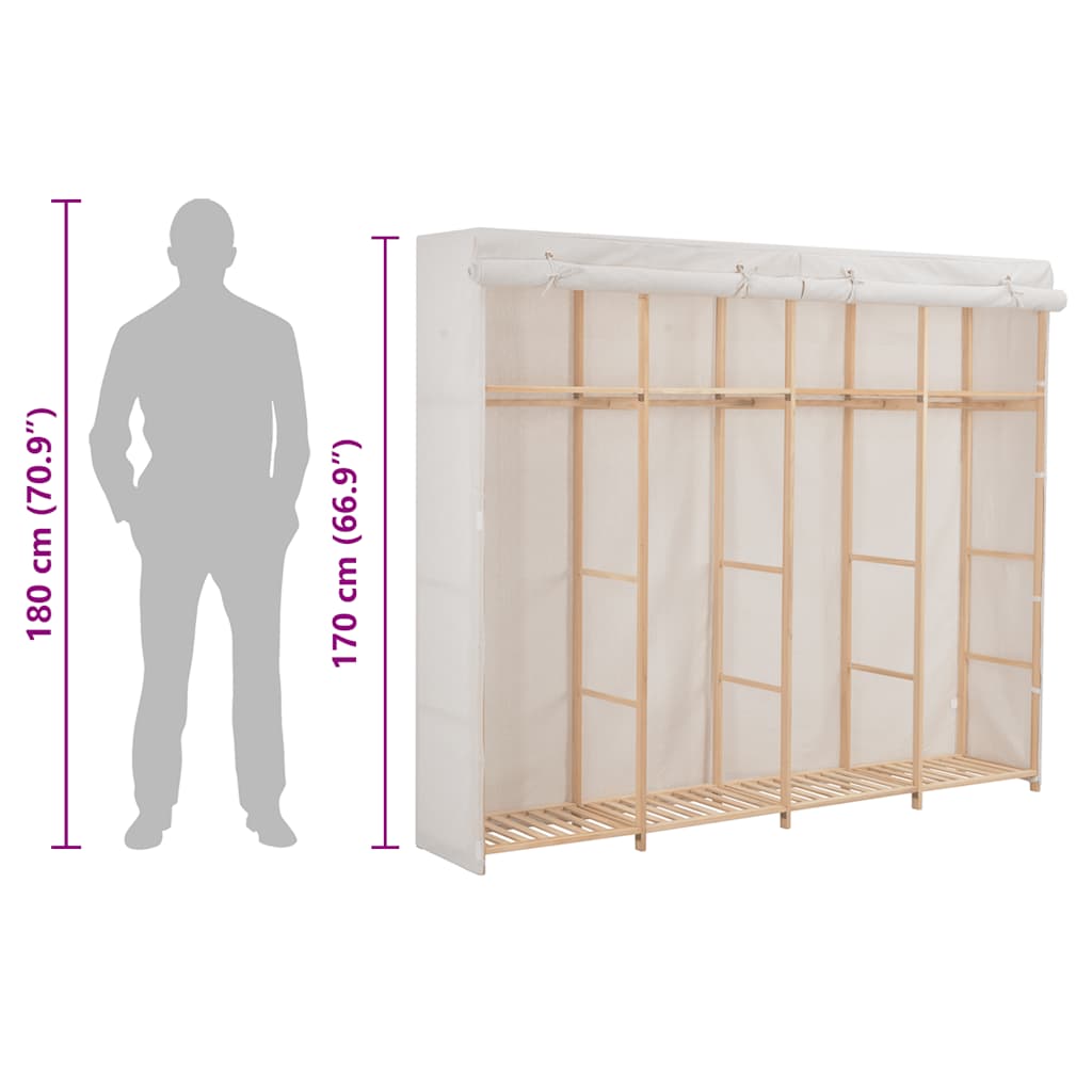 Garde-robe Blanc 200 x 40 x 170 cm Tissu - XIOS