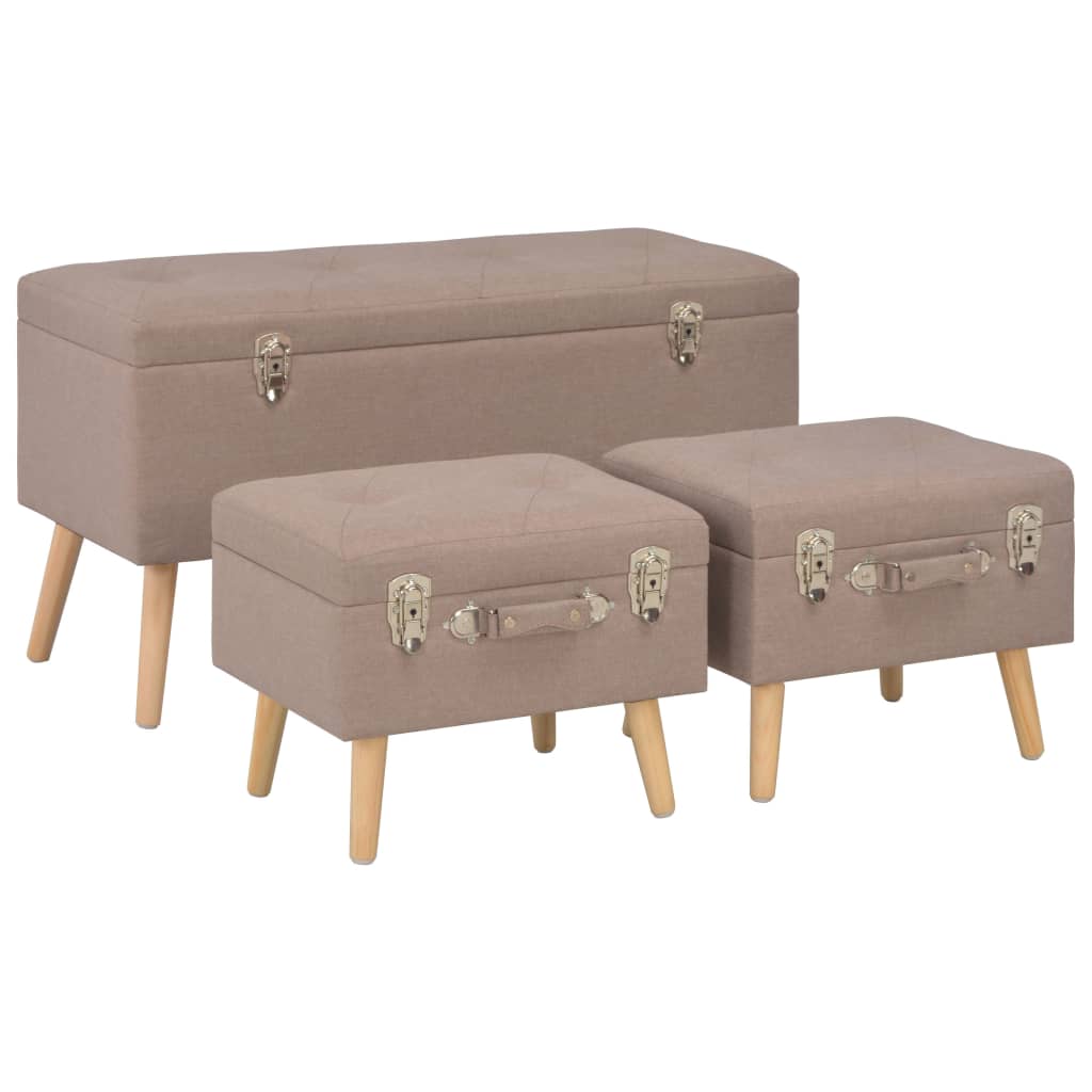 Tabourets de rangement lot de 3 Marron Tissu - XIOS