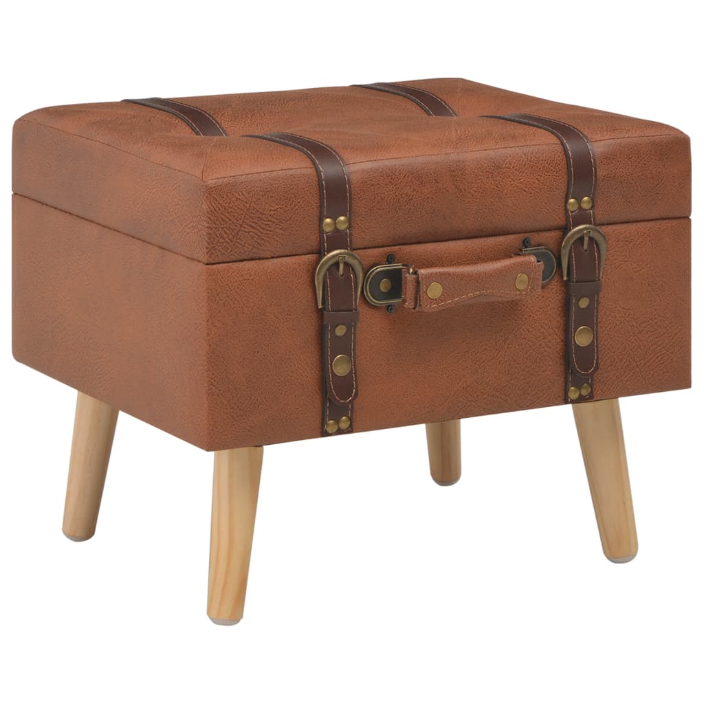 Tabouret de rangement 40 cm marron pâle similicuir - XIOS