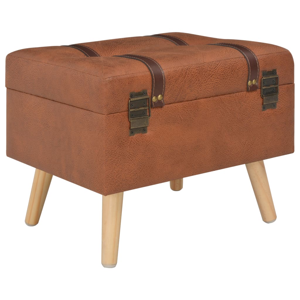 Tabouret de rangement 40 cm marron pâle similicuir - XIOS