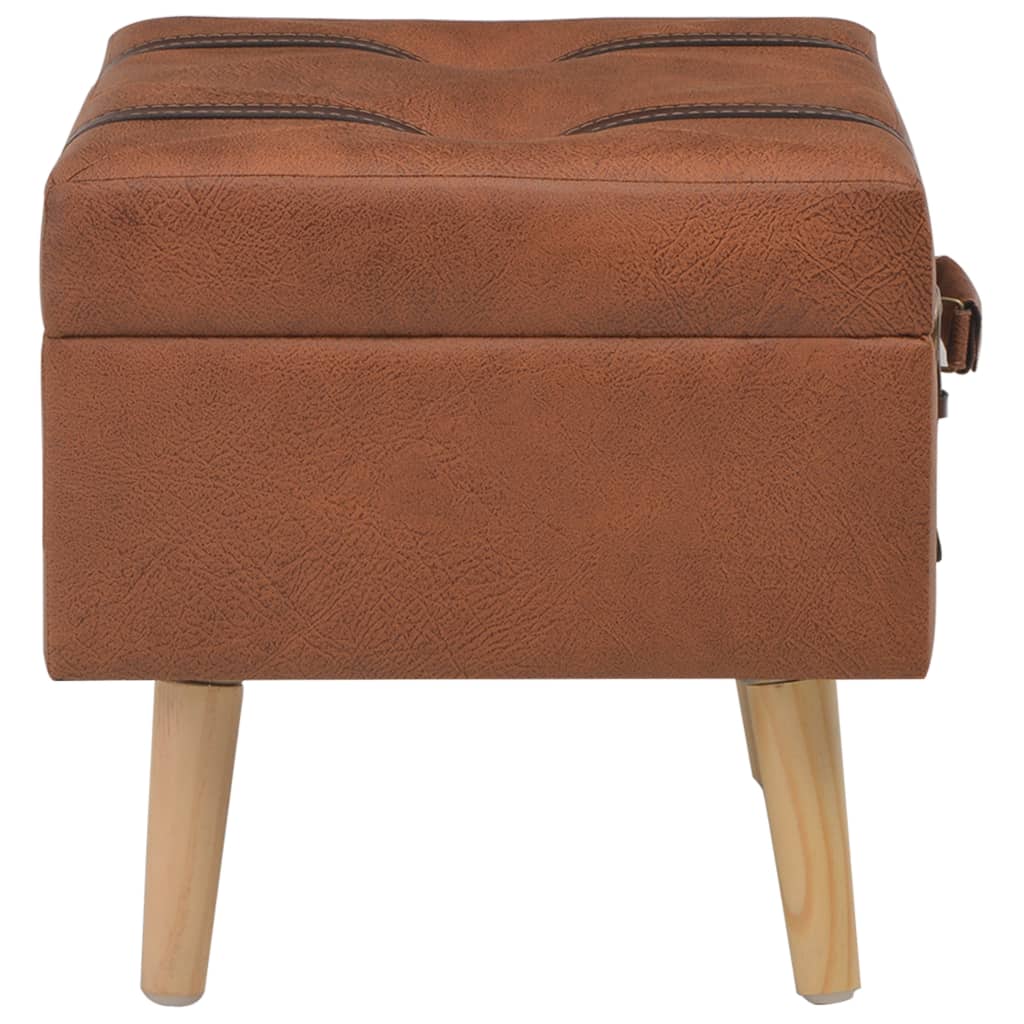 Tabouret de rangement 40 cm marron pâle similicuir - XIOS