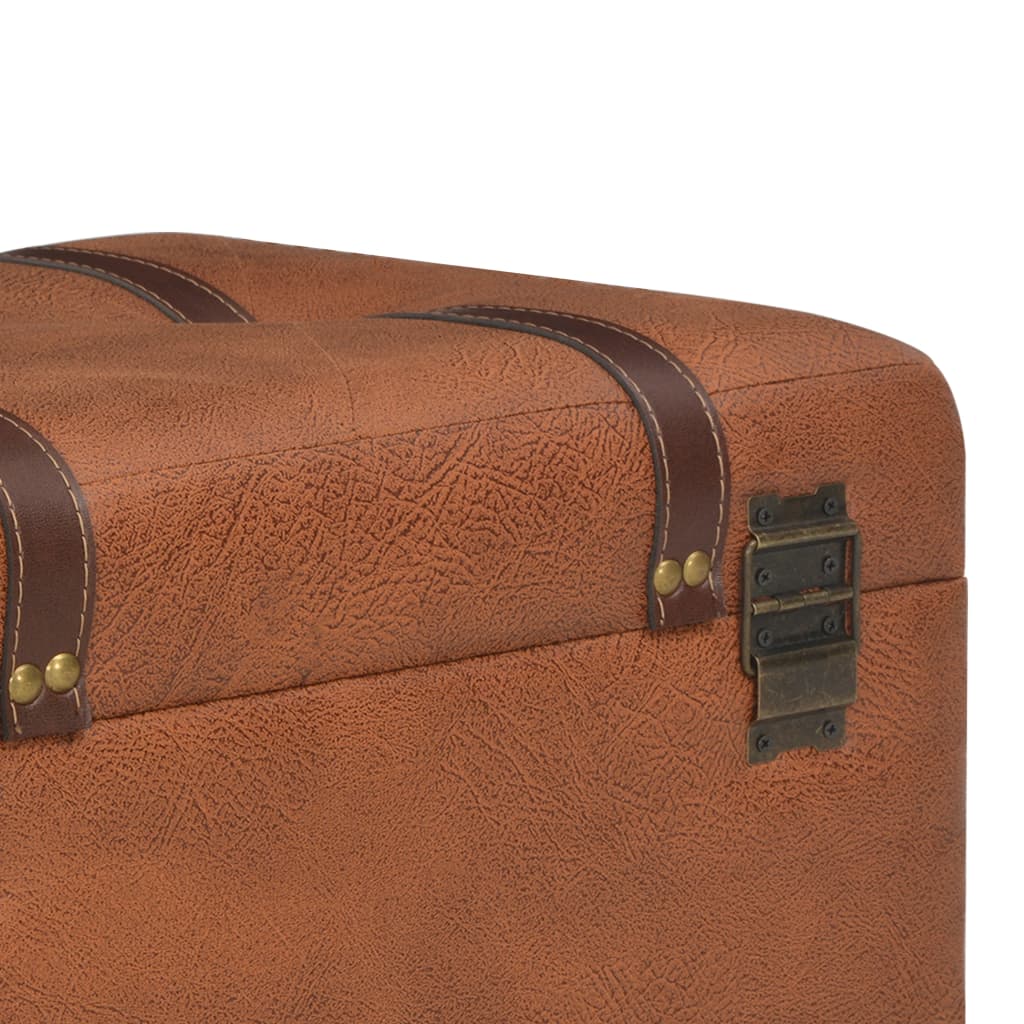 Tabouret de rangement 40 cm marron pâle similicuir - XIOS