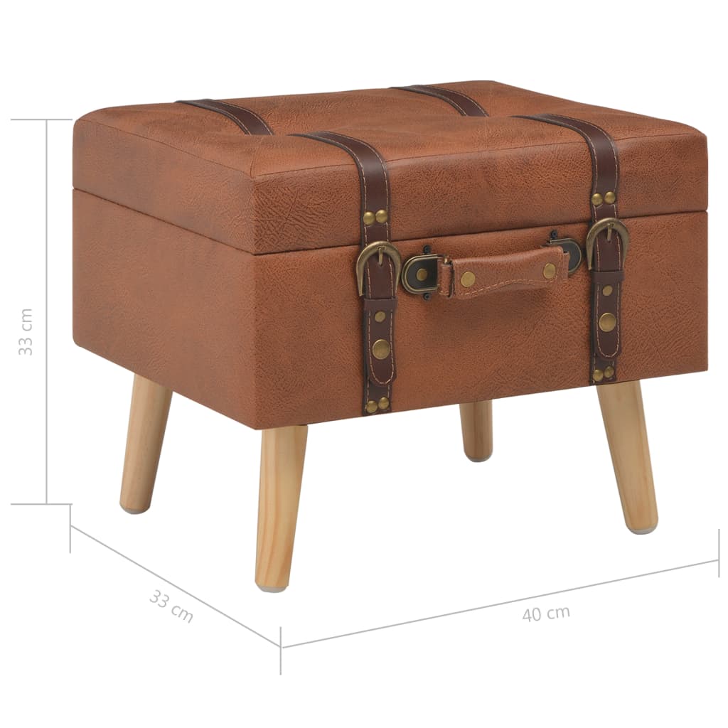 Tabouret de rangement 40 cm marron pâle similicuir - XIOS