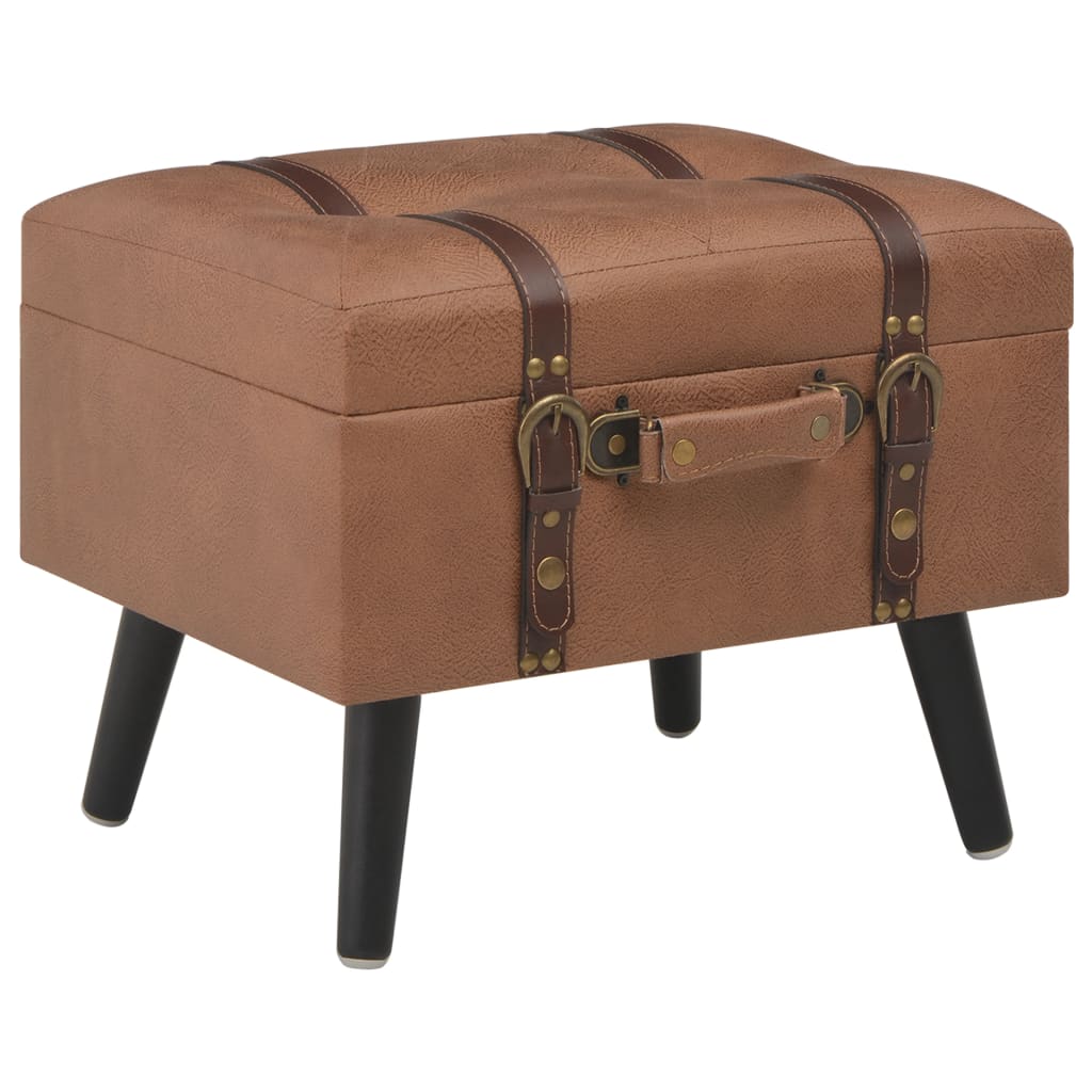 Tabouret de rangement 40 cm Marron Similicuir - XIOS