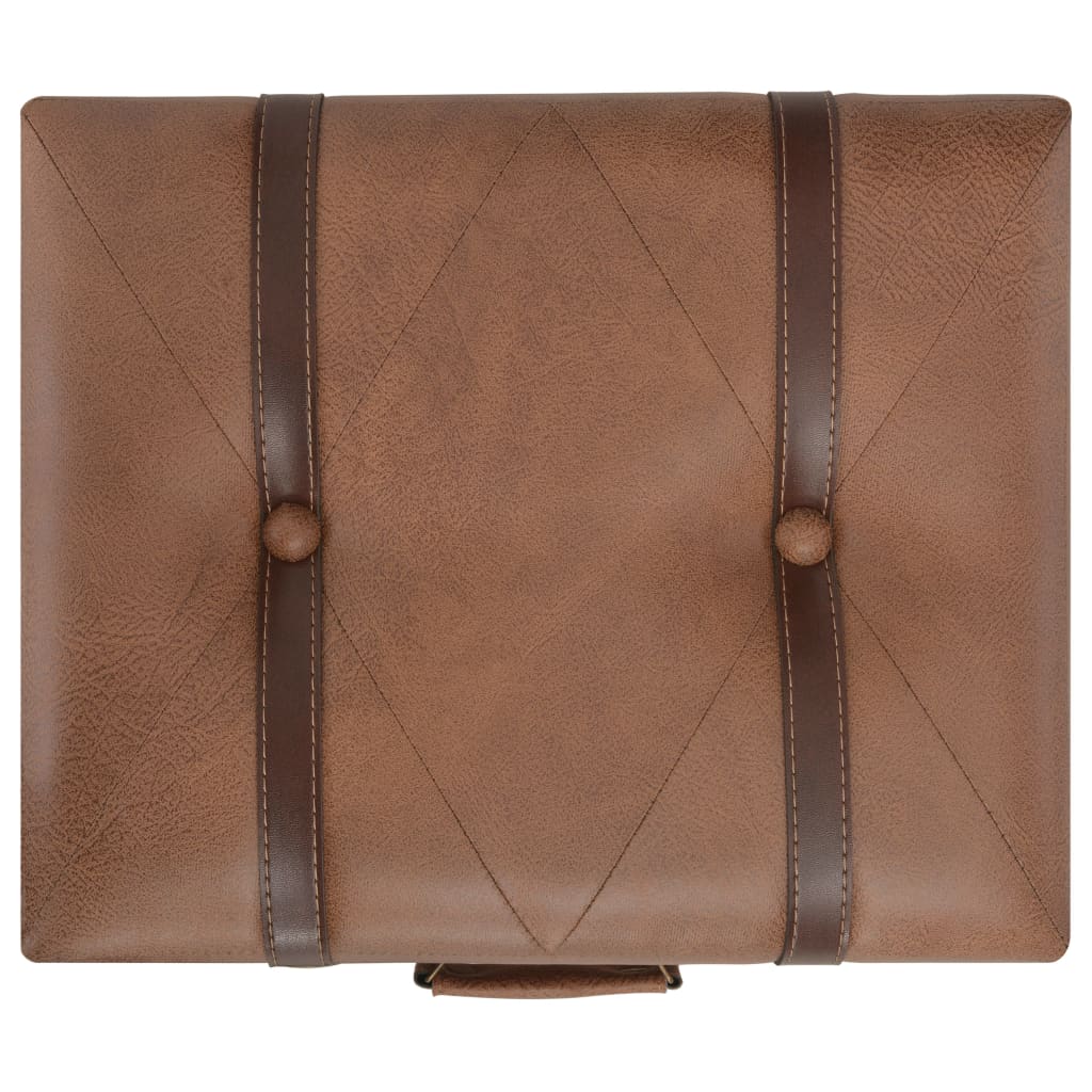 Tabouret de rangement 40 cm Marron Similicuir - XIOS