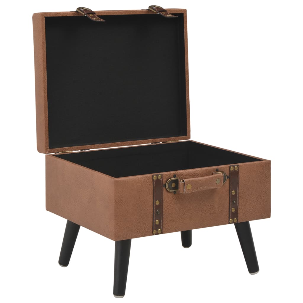Tabouret de rangement 40 cm Marron Similicuir - XIOS