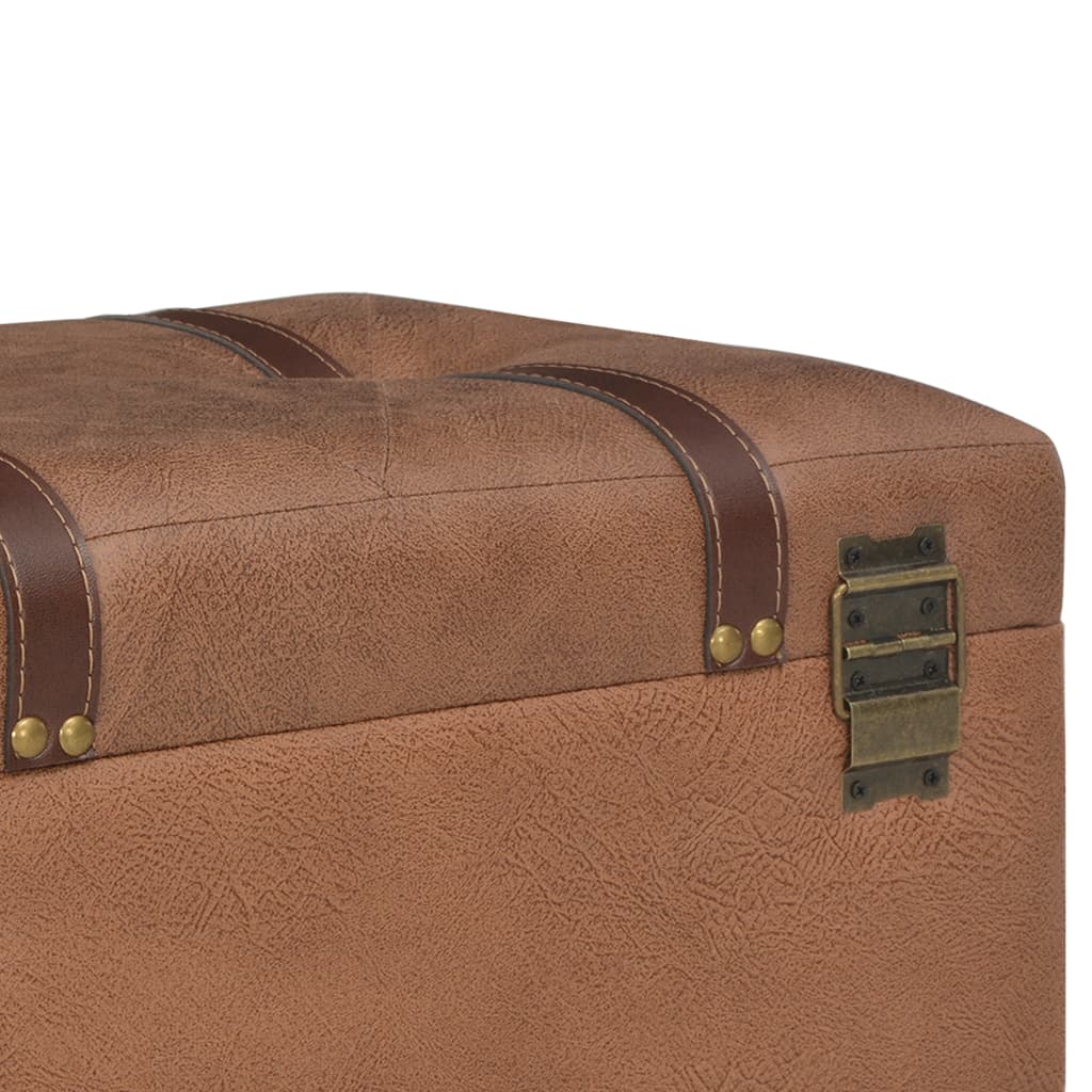 Tabouret de rangement 40 cm Marron Similicuir - XIOS