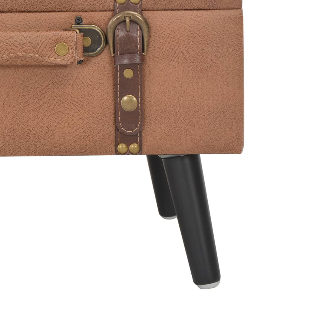 Tabouret de rangement 40 cm Marron Similicuir - XIOS