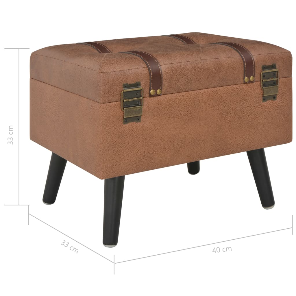 Tabouret de rangement 40 cm Marron Similicuir - XIOS