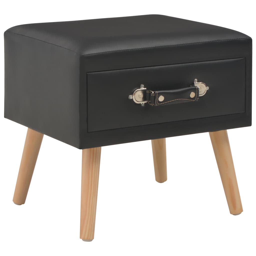 Table de chevet Noir 40x35x40 cm Similicuir - XIOS