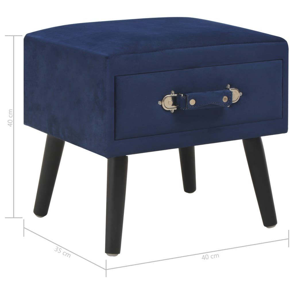 Table de chevet Bleu 40x35x40 cm Velours - XIOS