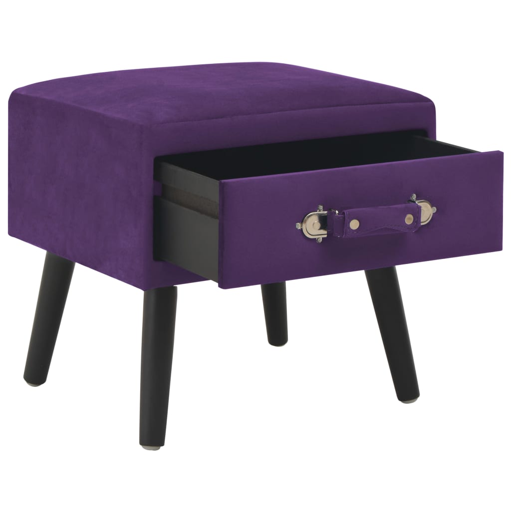 Table de chevet Violet foncé 40x35x40 cm Velours - XIOS