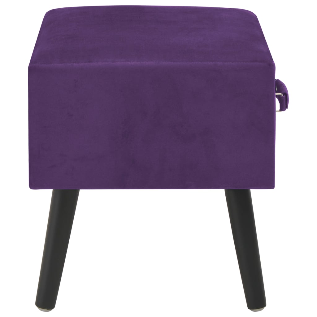 Table de chevet Violet foncé 40x35x40 cm Velours - XIOS