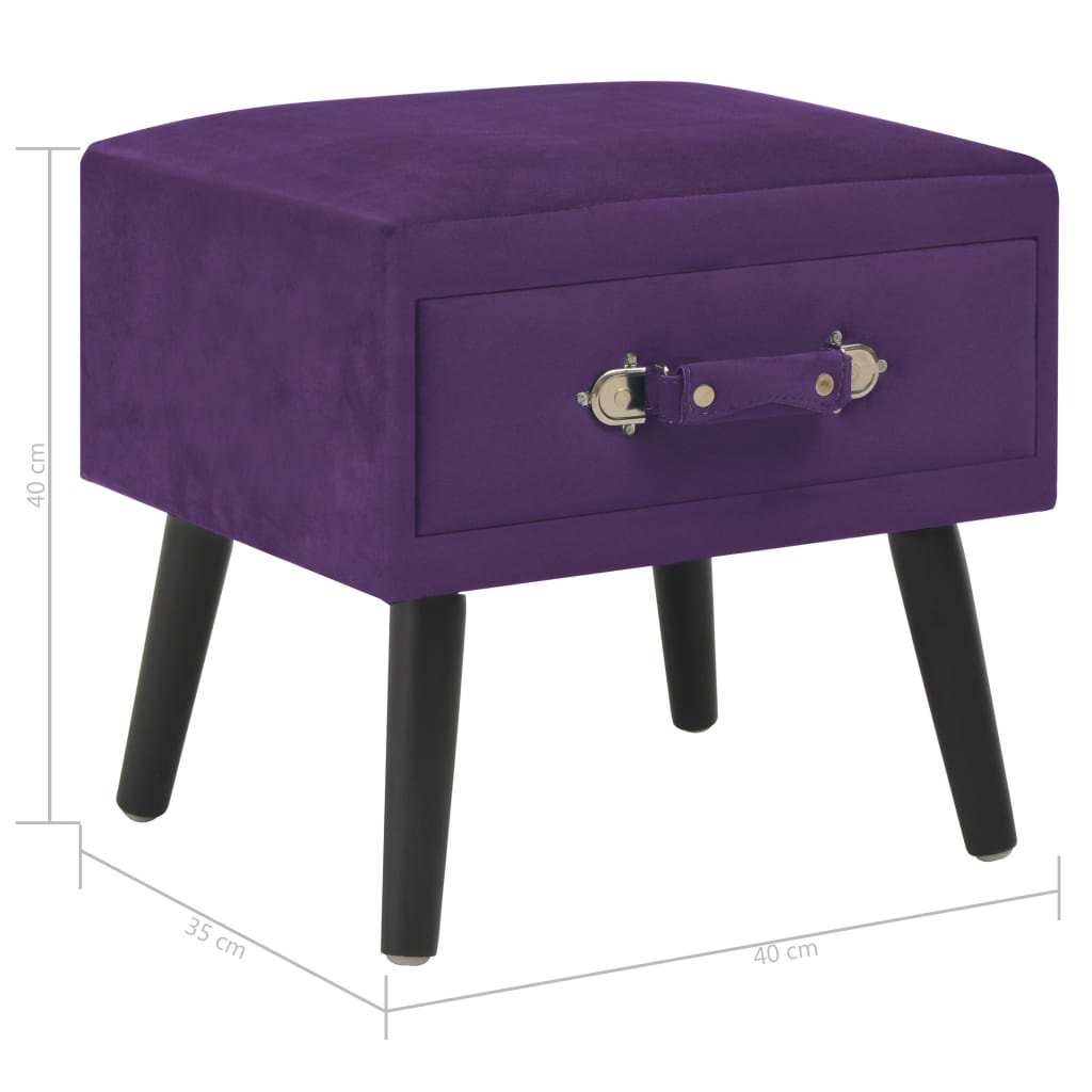 Table de chevet Violet foncé 40x35x40 cm Velours - XIOS