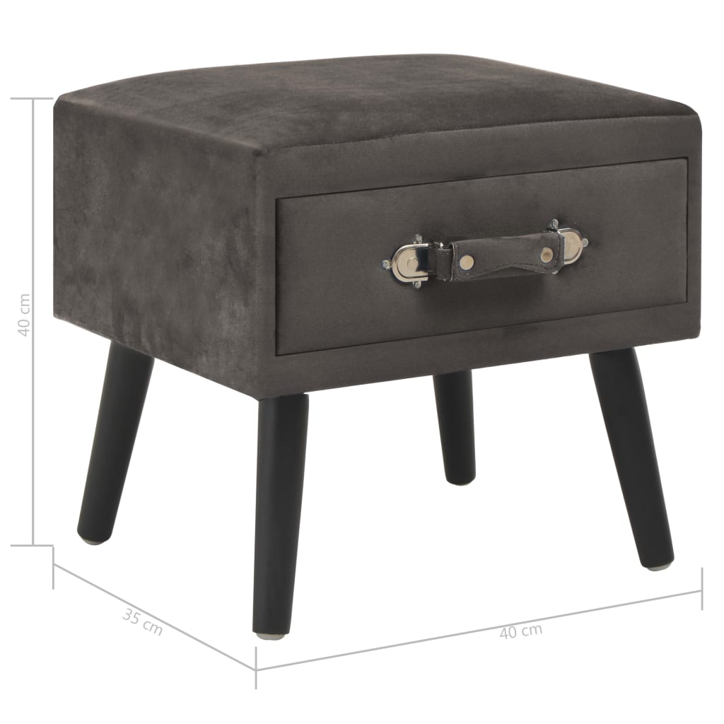 Table de chevet Gris 40x35x40 cm Velours - XIOS