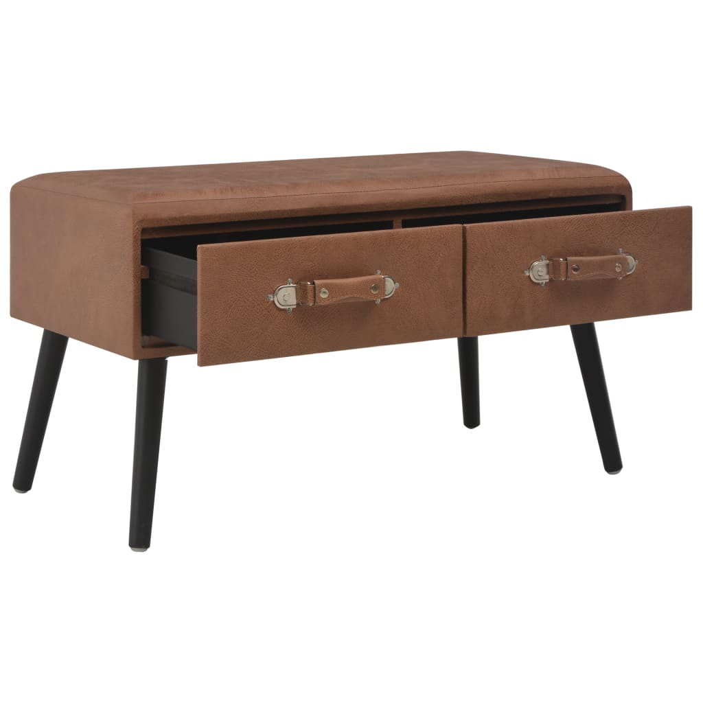 Table basse Marron foncé 80x40x46 cm Similicuir - XIOS