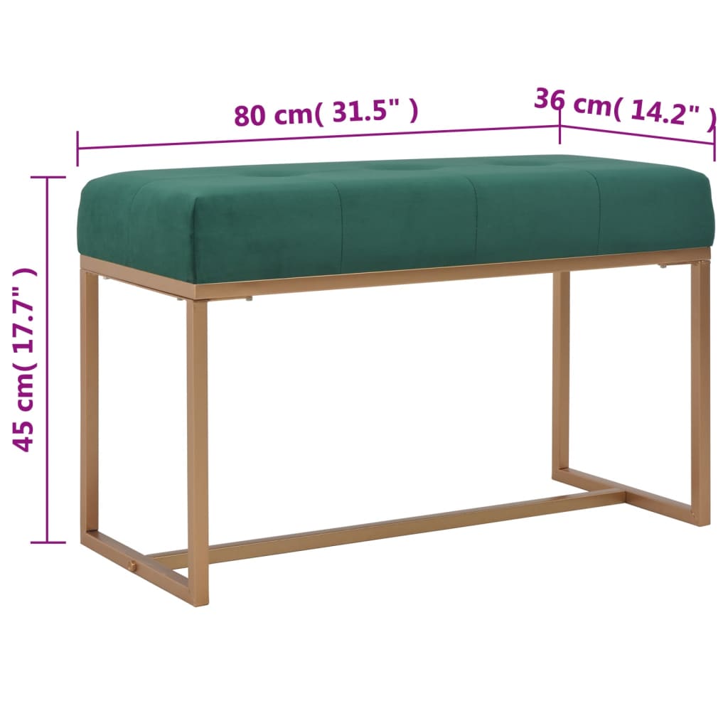 Banc 80 cm Vert Velours - XIOS