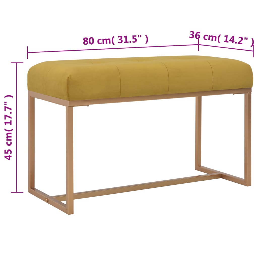 Banc 80 cm Moutarde Velours - XIOS
