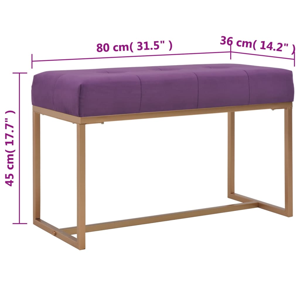 Banc 80 cm Violet Velours - XIOS