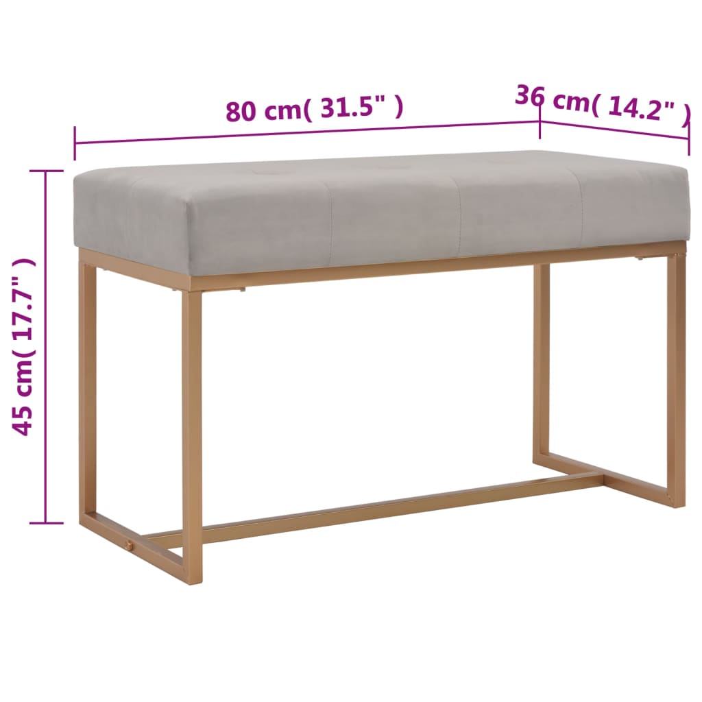 Banc 80 cm Gris Velours - XIOS