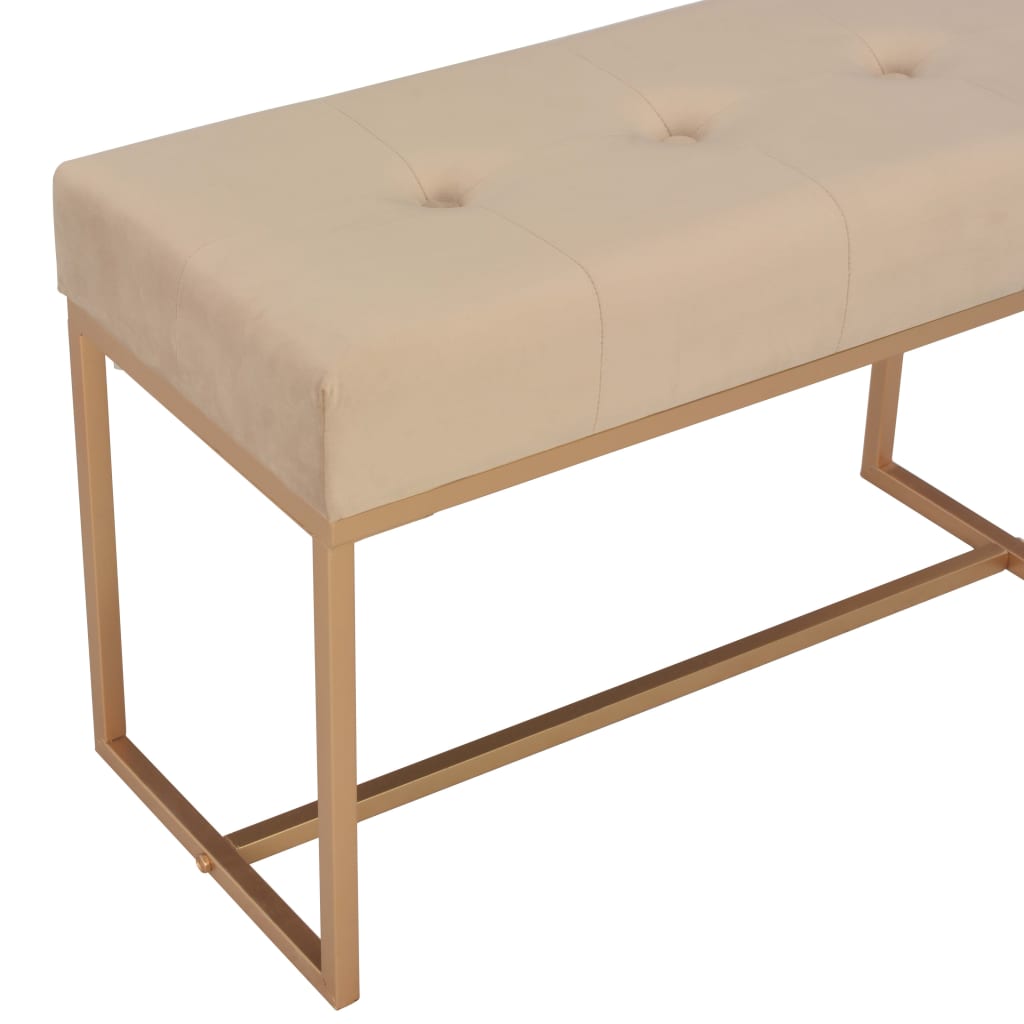 Banc d'entrée beige 80 cm velours - XIOS