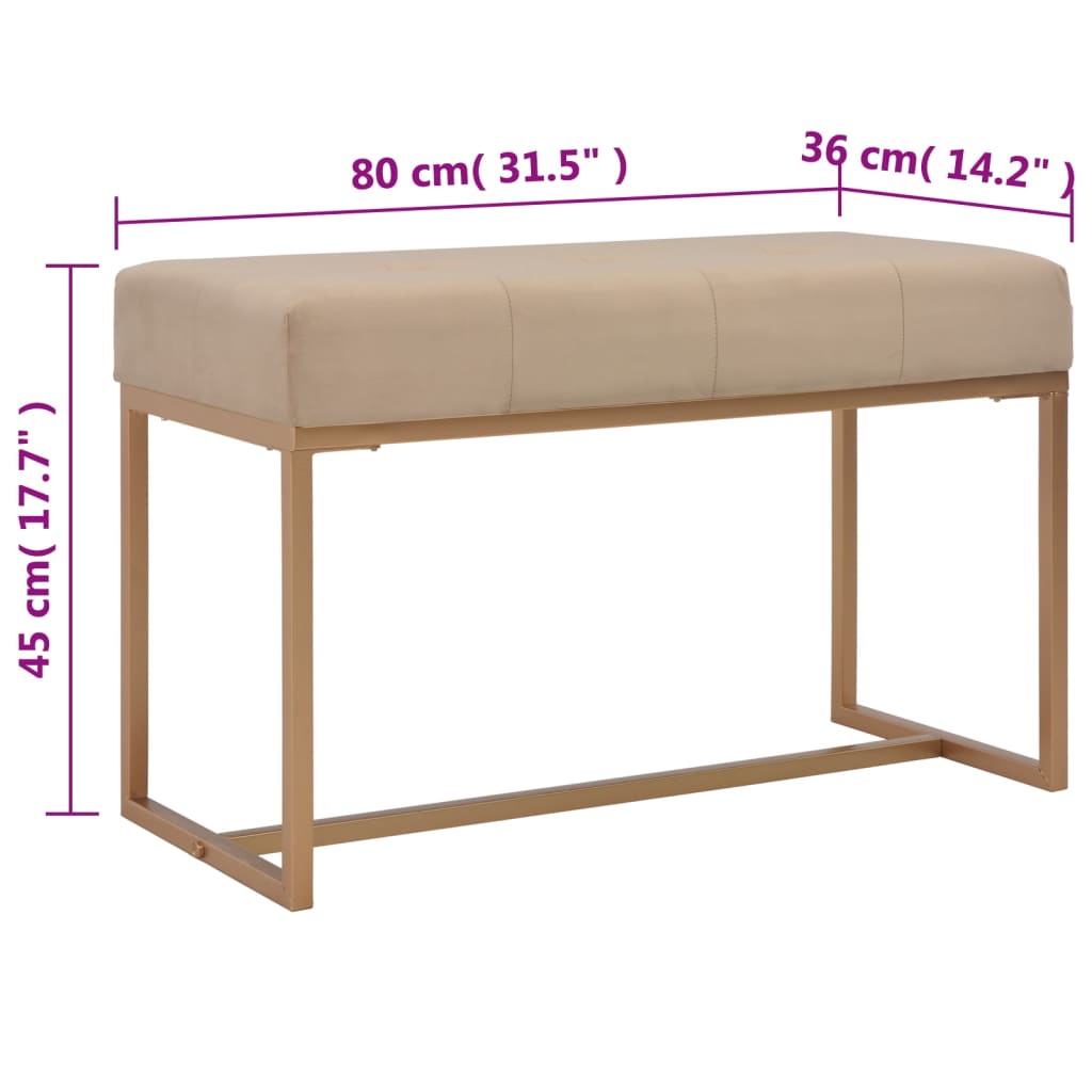 Banc d'entrée beige 80 cm velours - XIOS