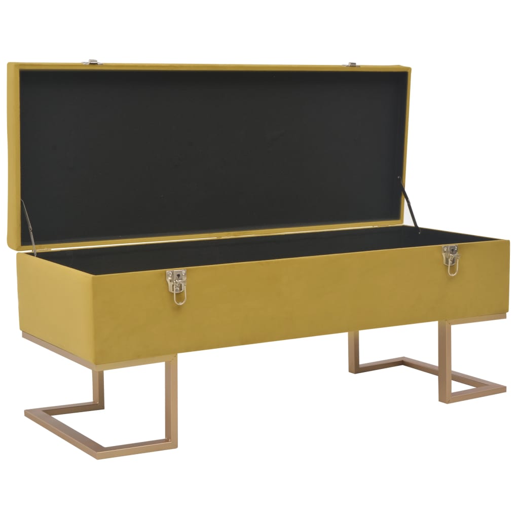 Banc avec compartiment de rangement 105 cm Moutarde Velours - XIOS